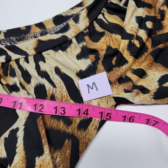 Brown and Black Sexy Long Sleeved Animal Print Dress Size M - Picture 8 of 8